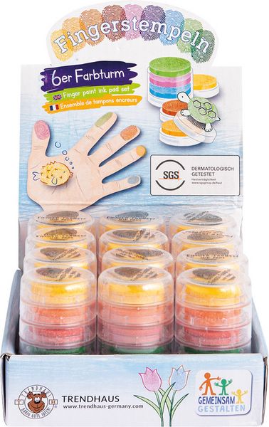 Produktbild: TRENDHAUS&reg; Fingerstempelkissen 6er Farbturm