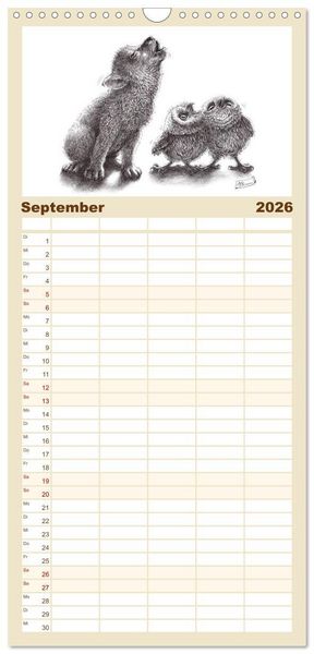 Produktbild: Familienplaner 2026 - owls & friends 2026 mit 5 Spalten (Wandkalender, 21 x 45 cm) CALVENDO