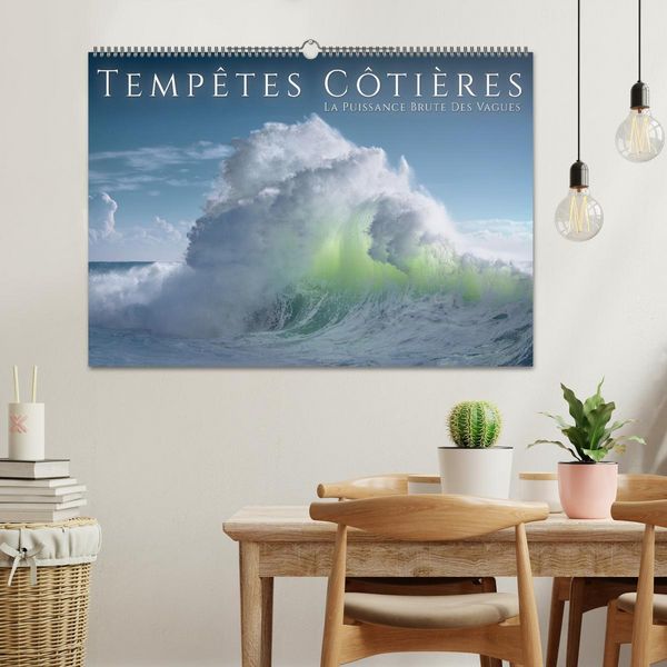 Produktbild: Temp&ecirc;tes c&ocirc;ti&egrave;res - La puissance brute des vagues (Calendrier mural 2026 DIN A2 vertical), CALVENDO calendrier mensuel