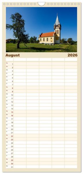 Produktbild: Familienplaner 2026 - Kirchen und Kl&ouml;ster in Rum&auml;nien mit 5 Spalten (Wandkalender, 21 x 45 cm) CALVENDO