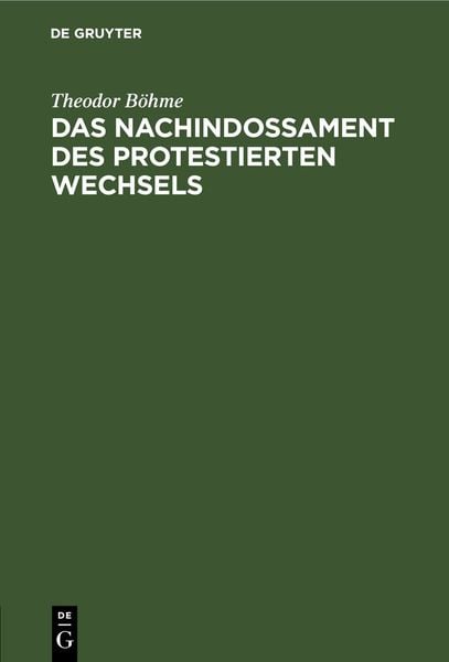 Produktbild: Das Nachindossament des protestierten Wechsels