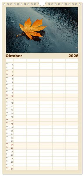 Produktbild: Familienplaner 2026 - Minimalistische Naturmomente &ndash; Ruhe und Sch&ouml;nheit in der Natur mit 5 Spalten (Wandkalender, 21 x 45 cm) CALVENDO