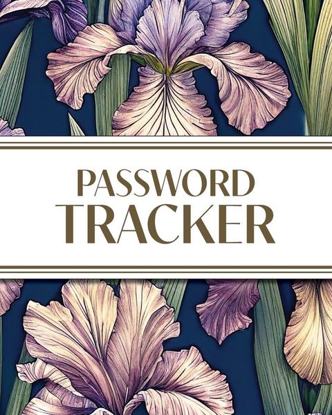 Produktbild: XL Large Print Password Tracker (Purple Irises on Navy)
