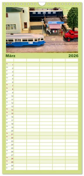 Produktbild: Familienplaner 2026 - Retro Modellbahnanlagen mit 5 Spalten (Wandkalender, 21 x 45 cm) CALVENDO