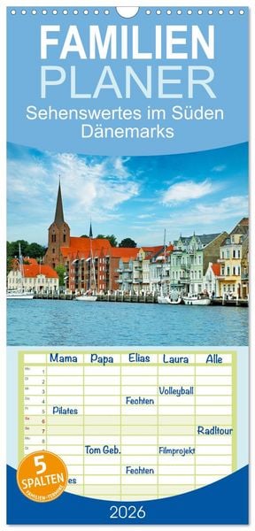 Produktbild: Familienplaner 2026 - Sehenswertes im S&uuml;den D&auml;nemarks mit 5 Spalten (Wandkalender, 21 x 45 cm) CALVENDO
