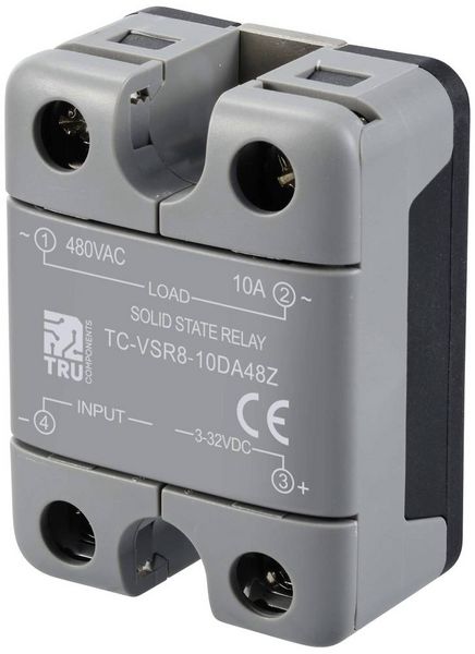 TRU COMPONENTS Halbleiterrelais TC-12705356 10 A Schaltspannung (max.): 480 V/AC Nullspannungsschaltend 1 St.