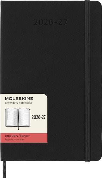 Produktbild: Moleskine 18 Monate Tagesnotizkalender 2026/2027, L/A5, 1 Tag = 1 Seite, Fester Einband, Schwarz