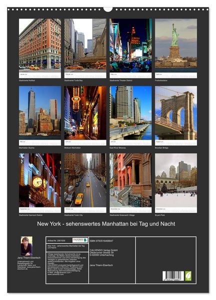 Produktbild: New York - sehenswertes Manhattan bei Tag und Nacht (Wandkalender 2026 DIN A2 hoch), CALVENDO Monatskalender