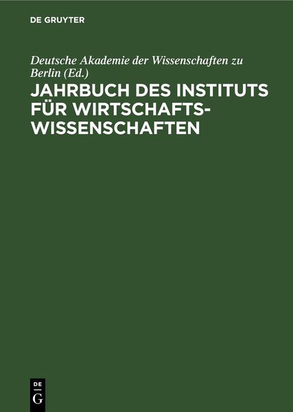 Produktbild: Jahrbuch des Instituts f&uuml;r Wirtschaftswissenschaften