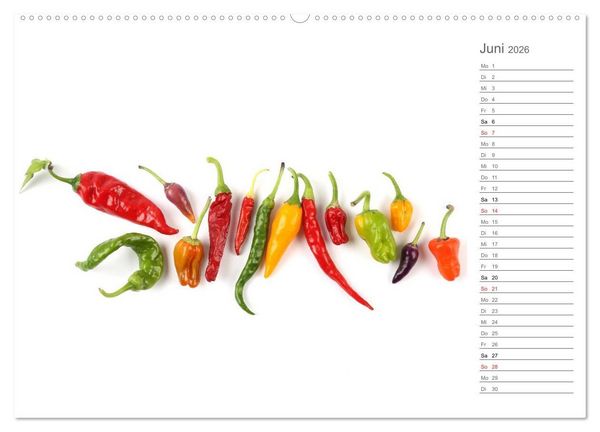 Produktbild: Echt scharf - Der Chili-K&uuml;chen-Planer (Wandkalender 2026 DIN A2 quer), CALVENDO Monatskalender