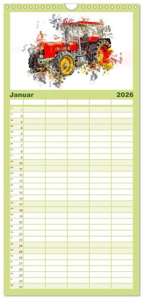 Produktbild: Familienplaner 2026 - Traktoren Oldtimer Legenden mit 5 Spalten (Wandkalender, 21 x 45 cm) CALVENDO