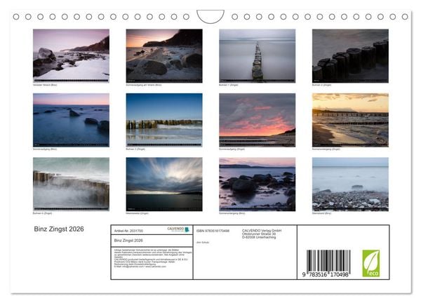 Produktbild: Binz Zingst 2026 (Wandkalender 2026 DIN A4 quer), CALVENDO Monatskalender