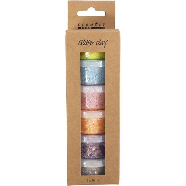 Produktbild: Creativ Company Glitter Clay, Pastellfarben, 6x20 ml