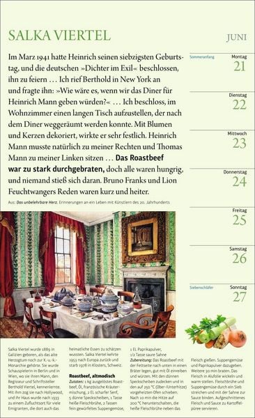 Produktbild: Sybil Gr&auml;fin Sch&ouml;nfeldts Literarischer K&uuml;chenkalender Wochenkalender 2027