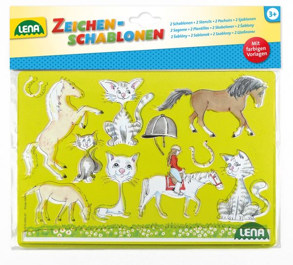 Produktbild: Zeichenschablone Pferde + Katzen, Beutel