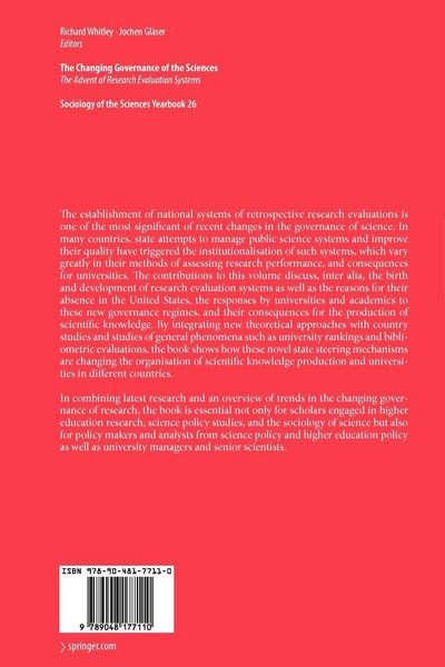 Produktbild: The Changing Governance of the Sciences