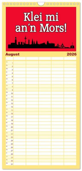 Produktbild: Familienplaner 2026 - Hamburger Schnack mit 5 Spalten (Wandkalender, 21 x 45 cm) CALVENDO