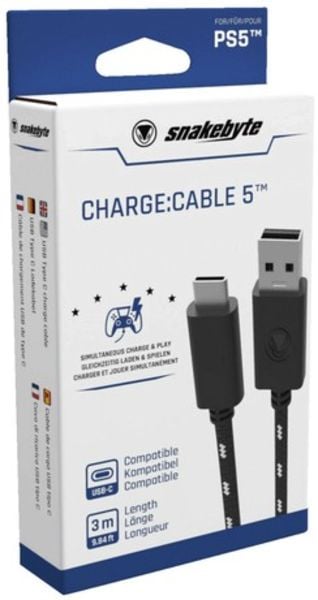 Snakebyte CHARGE:CABLE 5, Mesh-Kabel für PS5, 3m
