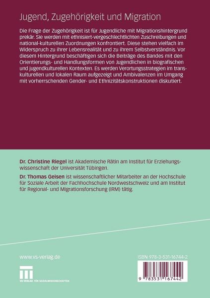 Produktbild: Jugend, Zugeh&ouml;rigkeit und Migration