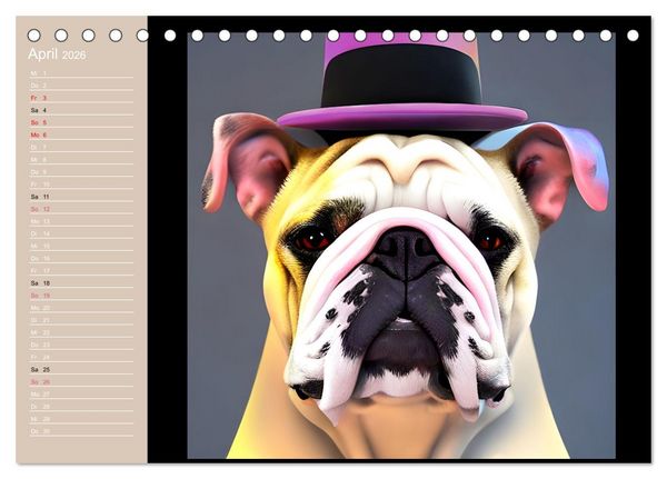 Produktbild: Graphic PoP Art Bulldogge (Tischkalender 2026 DIN A5 quer), CALVENDO Monatskalender
