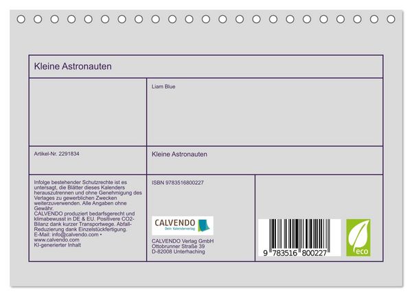 Produktbild: Kleine Astronauten (Tischkalender 2027 DIN A5 quer), CALVENDO Monatskalender