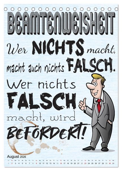 Produktbild: Beamten-Spr&uuml;che (Tischkalender 2026 DIN A5 hoch), CALVENDO Monatskalender