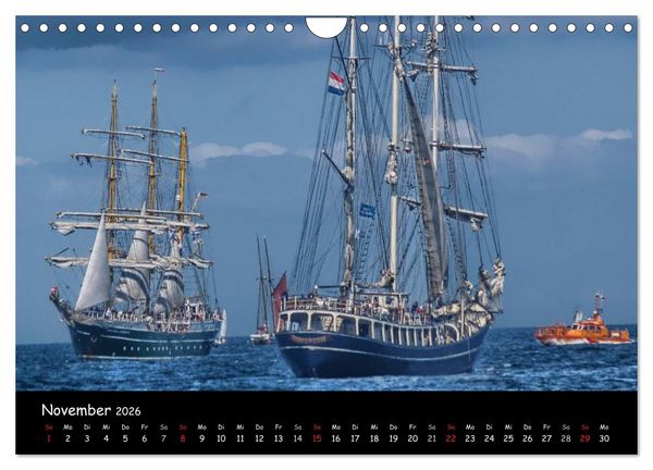 Produktbild: Windjammer vor Warnem&uuml;nde (Wandkalender 2026 DIN A4 quer), CALVENDO Monatskalender