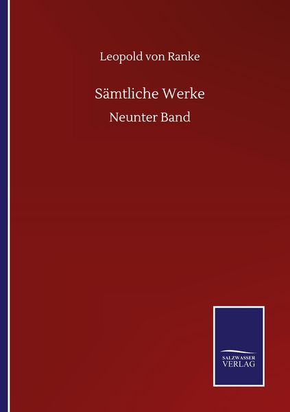 Sämtliche Werke, Taschenbuch von Leopold Ranke, BoD - Books on Demand, 9783752513684
