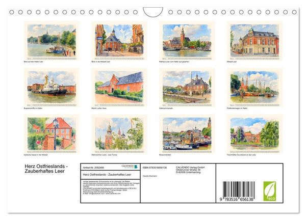 Produktbild: Herz Ostfrieslands - Zauberhaftes Leer (Wandkalender 2026 DIN A4 quer), CALVENDO Monatskalender