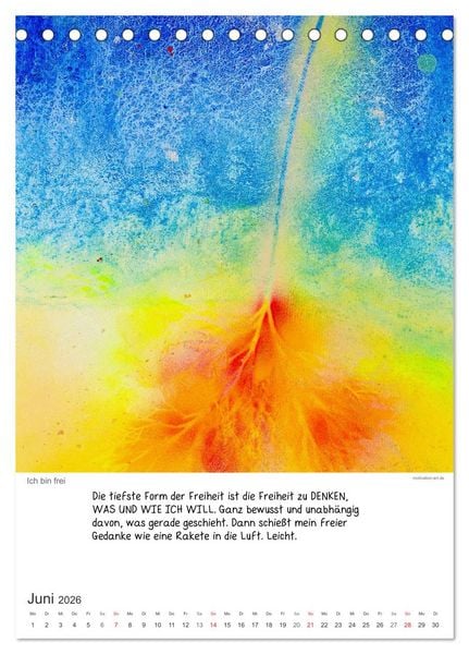 Produktbild: Motivation-Art 2026 (Tischkalender 2026 DIN A5 hoch), CALVENDO Monatskalender