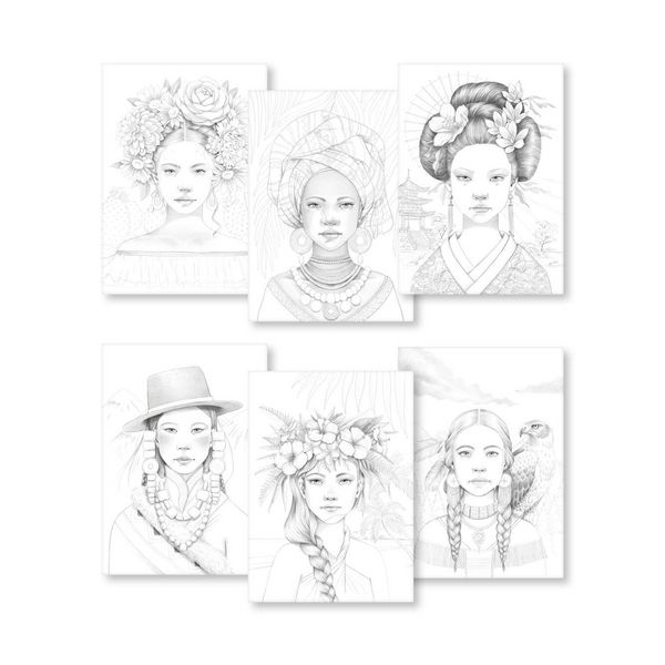 Produktbild: ODELIA, Ausmalblock Mixed Media, 20 Blatt A4 250g, Spiralbindung, Frauen