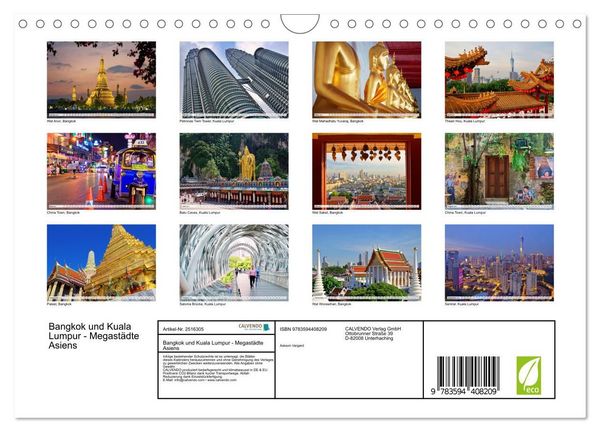 Produktbild: Bangkok und Kuala Lumpur - Megast&auml;dte Asiens (Wandkalender 2027 DIN A4 quer), CALVENDO Monatskalender