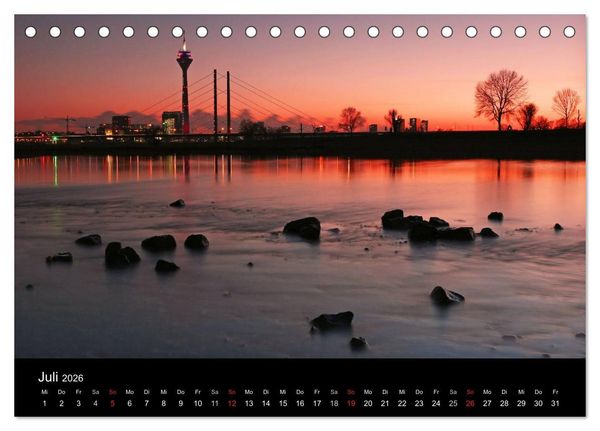 Produktbild: D&uuml;sseldorf Abendstimmungen und Nachtansichten (Tischkalender 2026 DIN A5 quer), CALVENDO Monatskalender