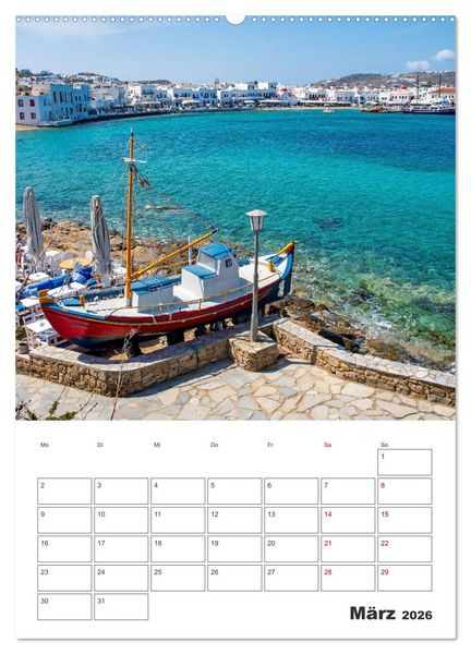 Produktbild: Stadt Mykonos - Reiseplaner (Wandkalender 2026 DIN A2 hoch), CALVENDO Monatskalender