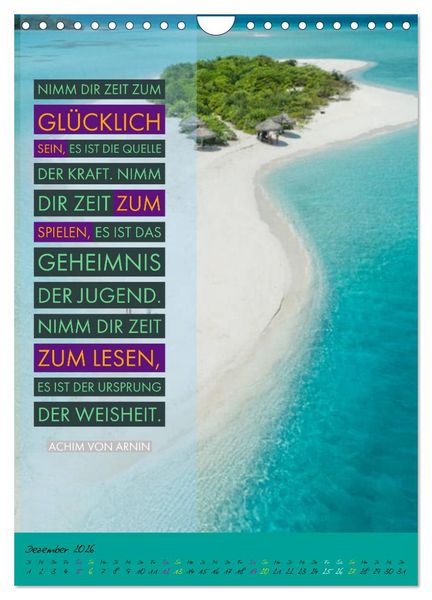 Produktbild: Aktiviere deine Gelassenheit Weisheiten und Zitate (Wandkalender 2026 DIN A4 hoch), CALVENDO Monatskalender