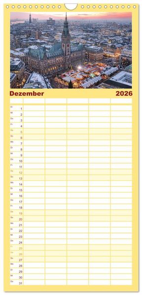 Produktbild: Familienplaner 2026 - Hamburg Stadt an der Alster und Elbe mit 5 Spalten (Wandkalender, 21 x 45 cm) CALVENDO