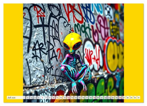 Produktbild: NEONZ - Graffiti trifft Galaxie (hochwertiger Premium Wandkalender 2026 DIN A2 quer), Kunstdruck in Hochglanz