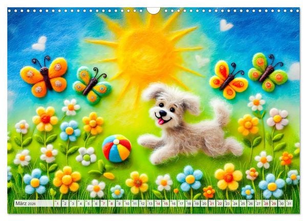 Produktbild: Niedliche Filzhunde - Liebevolle Ideen aus Filz und Wolle (Wandkalender 2026 DIN A3 quer), CALVENDO Monatskalender