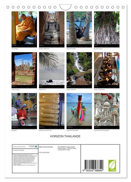 Produktbild: HORIZON THAILANDE (Calendrier mural 2026 DIN A4 horizontal), CALVENDO calendrier mensuel