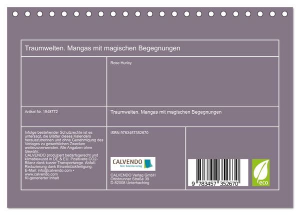 Produktbild: Traumwelten. Mangas mit magischen Begegnungen (Tischkalender 2026 DIN A5 quer), CALVENDO Monatskalender