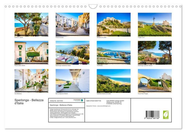 Produktbild: Sperlonga - Bellezza d'Italia (Wandkalender 2026 DIN A3 quer), CALVENDO Monatskalender