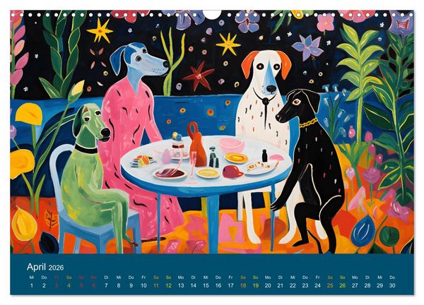 Produktbild: Hunde Kunstwerke - Hunde im Stil des Fauvismus k&uuml;nstlerisch gestaltet (Wandkalender 2026 DIN A3 quer), CALVENDO Monatskalender