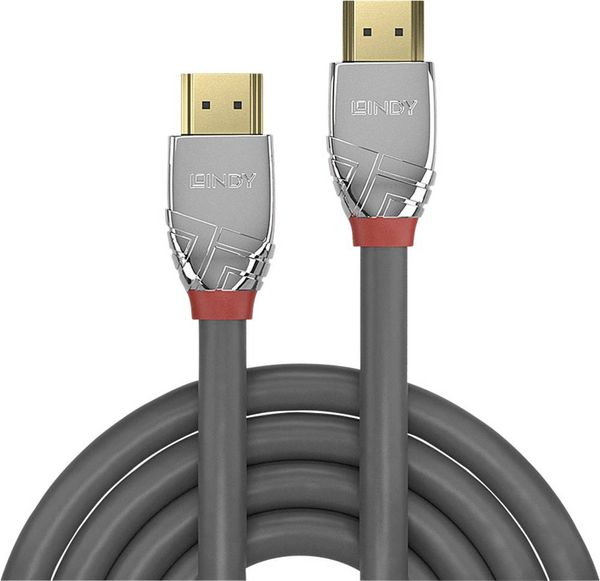 LINDY HDMI Anschlusskabel HDMI-A Stecker, HDMI-A Stecker 10.00m Grau 37876 4K UHD HDMI-Kabel