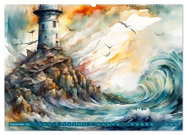 Produktbild: Einsame W&auml;chter Leuchtt&uuml;rme (hochwertiger Premium Wandkalender 2026 DIN A2 quer), Kunstdruck in Hochglanz