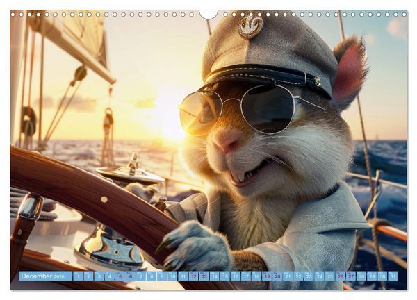 Produktbild: Funny animals as a captain on a boat (Wall Calendar 2026 DIN A3 landscape), CALVENDO 12 Month Wall Calendar
