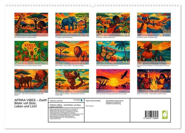 Produktbild: AFRIKA VIBES &ndash; Zw&ouml;lf Bilder voll Stolz, Leben und Licht (hochwertiger Premium Wandkalender 2026 DIN A2 quer), Kunstdruck in Hochglanz