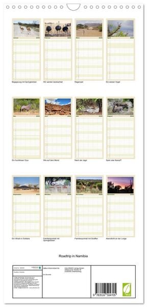 Produktbild: Familienplaner 2026 - Roadtrip in Namibia mit 5 Spalten (Wandkalender, 21 x 45 cm) CALVENDO