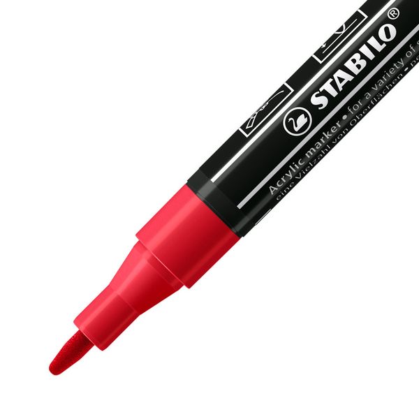 Produktbild: STABILO Acrylmarker,  FREE Acrylic T100, Strichbreite 1-2 mm, karmin