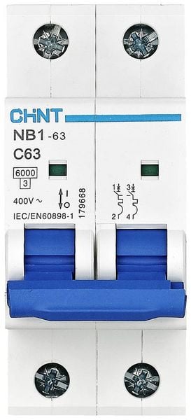 Produktbild: Chint 179660 NB1-63 2P C20 6kA DB Leitungsschutzschalter 2polig 20A 240 V, 415V