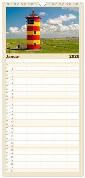 Produktbild: Familienplaner 2026 - Mein Ostfriesland mit 5 Spalten (Wandkalender, 21 x 45 cm) CALVENDO